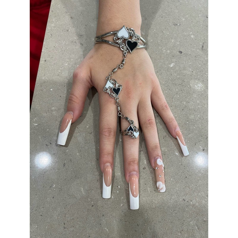 Chain Ring with Bracelet Bangle Link Wrist Chain Finger Ring
